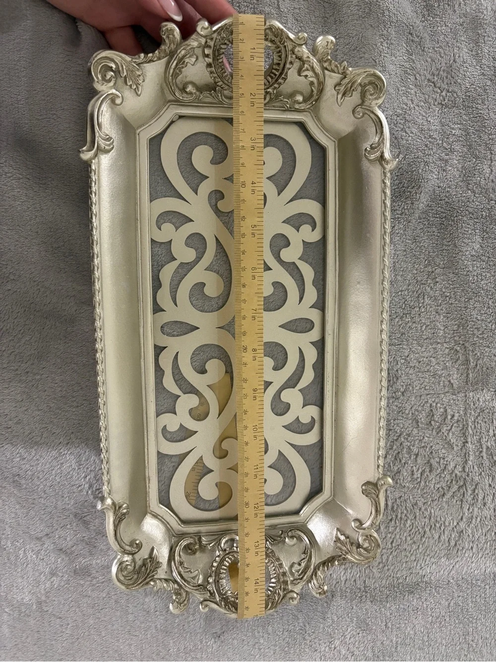 Ornate Silver Decorative Vanity Tray